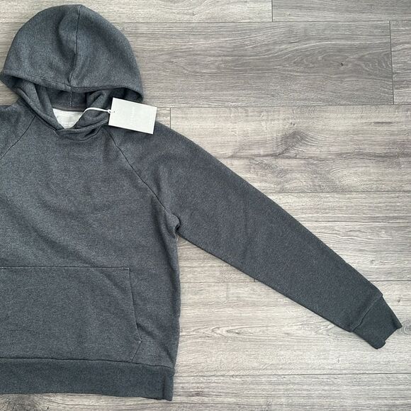 EVERLANE Hoodie Mens Small The Track Organic Cotton Heather Gray Retro 90s NWT - Picture 6 of 12